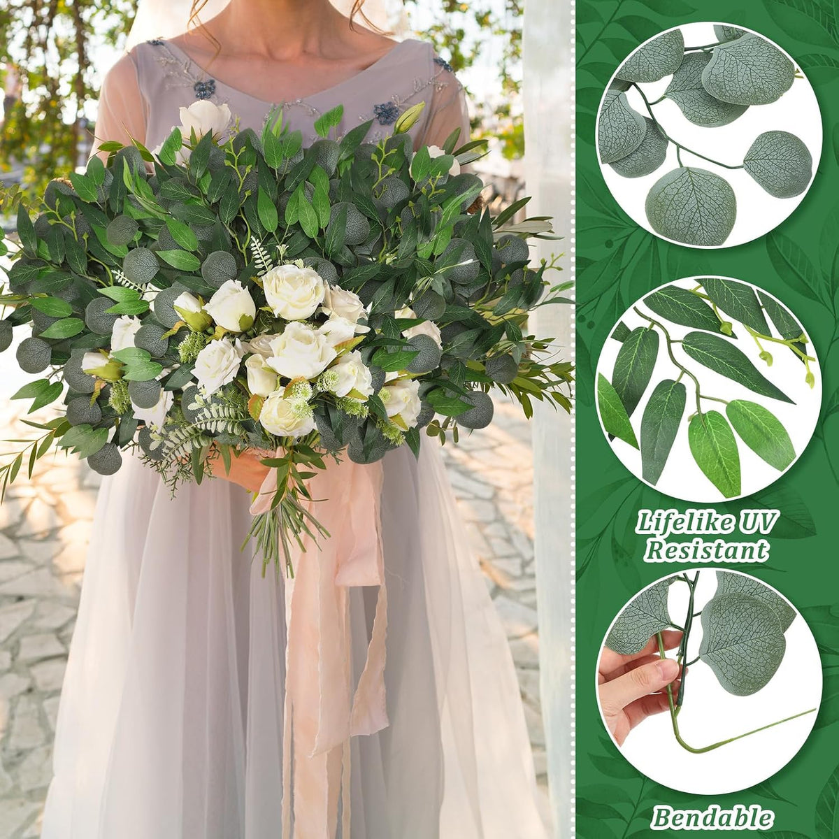 Giegxin 18 Pcs 22" Artificial Eucalyptus Greenery Stem Faux Italian Ruscus