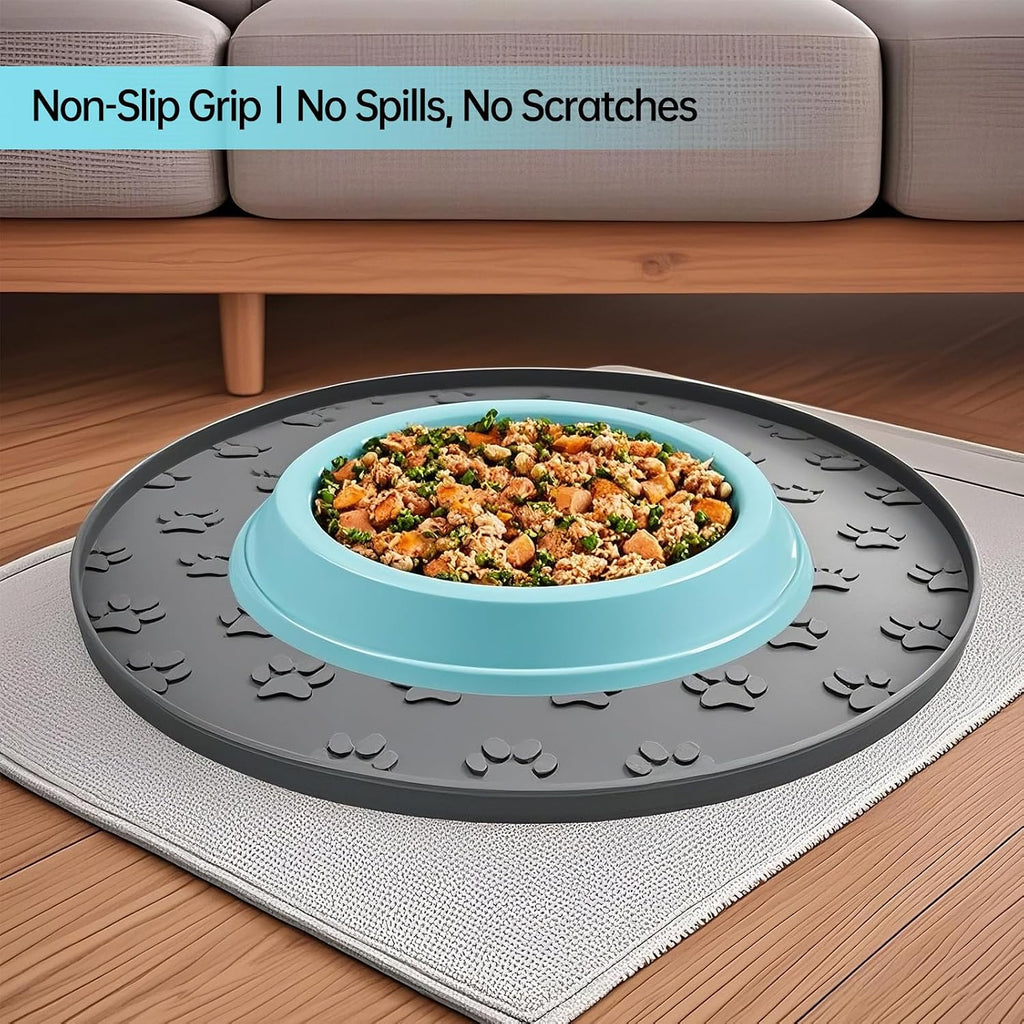 Silicone Pet Food Mat,Silicone Rubber Mat for Dog Bowls Dog Food Mat