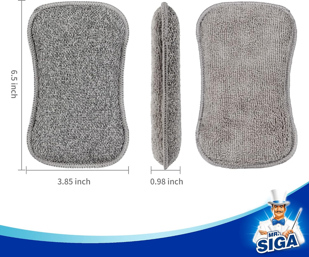 MR.SIGA Dual-Sided Scrub Sponges, Long Lasting, Reusable Dishwashing Sponges for Kitchen, 12 Pack