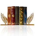 Gold Angel Wings Metal Bookends – Decorative Metal Book Ends for Shelves, Cute Gold Book Holders, Unique Book Stoppers for Home Decor (8.1" x 1.2" x 5.1")
