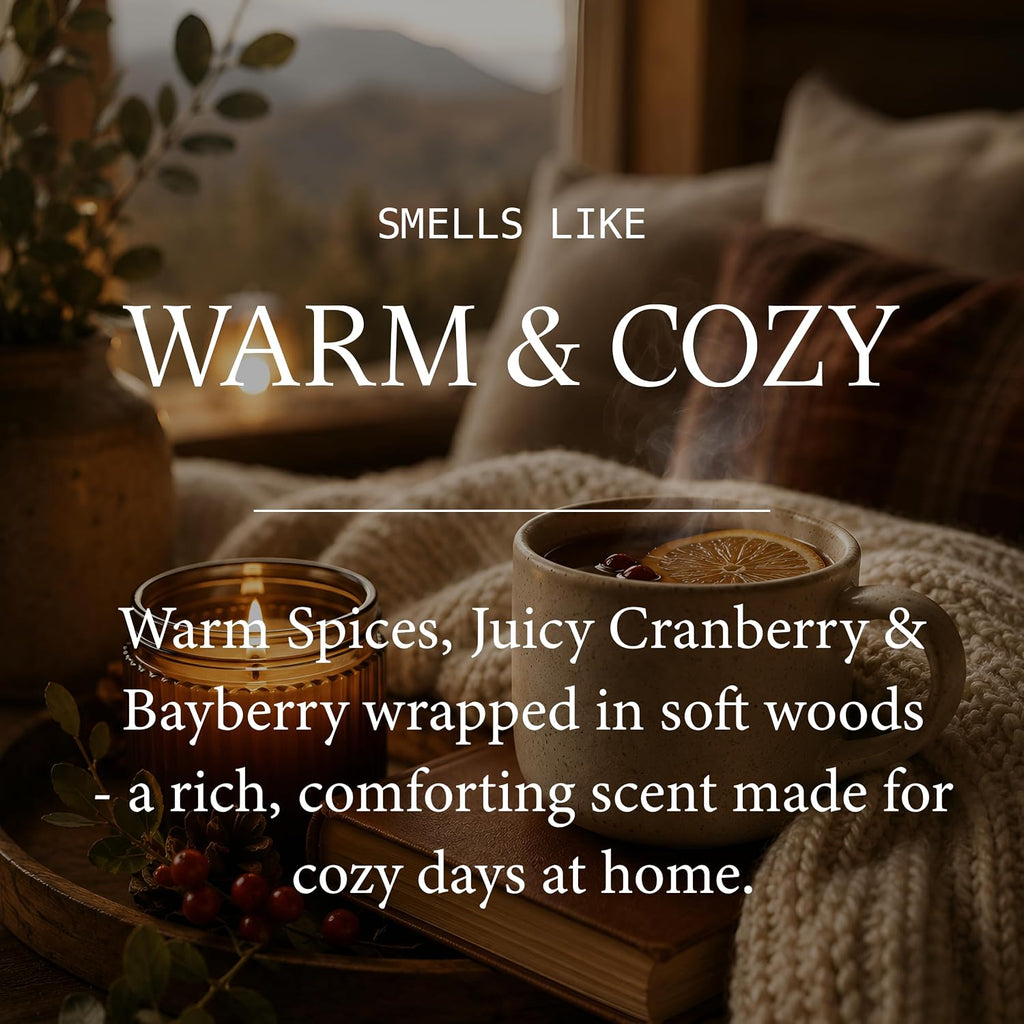 Christmas Candles, Fall Candles, Warm and Cozy' Soy Candle I Berries, Apple & Cinnamon I Infused w/Essential Oils I Warm n Cozy Home Dcor I Holiday & Winter Candle I 50Hr Burn I USA Made