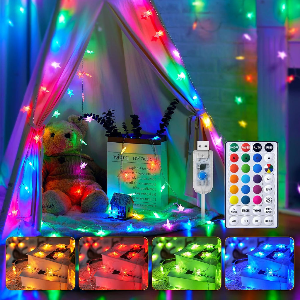 Minetom 39ft Star String Lights for Bedroom, 100LED Star Fairy Lights