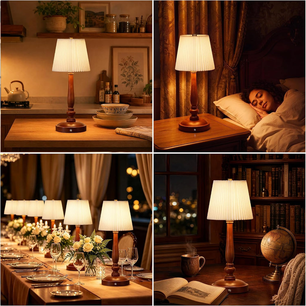 15.5'' Cordless Table Lamp, 5400mAh Rechargeable Small Bedside Lamp, White