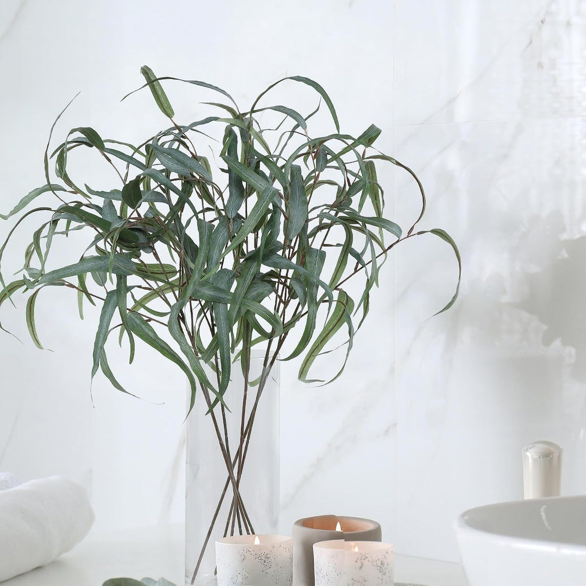 6pcs Artificial Willow Eucalyptus Stems,Long Leaves