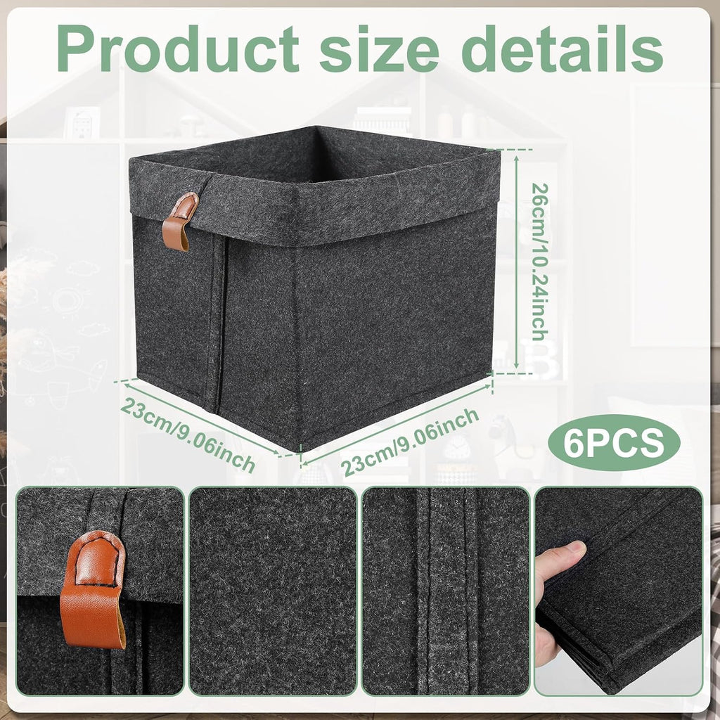 6Pcs Storage Cubes Felt Fabric Cube Storage Bin,9x9x10inch Cloth Cube Storage Bins Felt Storage Cubes 12L Foldable Fabric Storage Baskets Cubby Storage Organizer Cubes for Organizing Clothes Toys