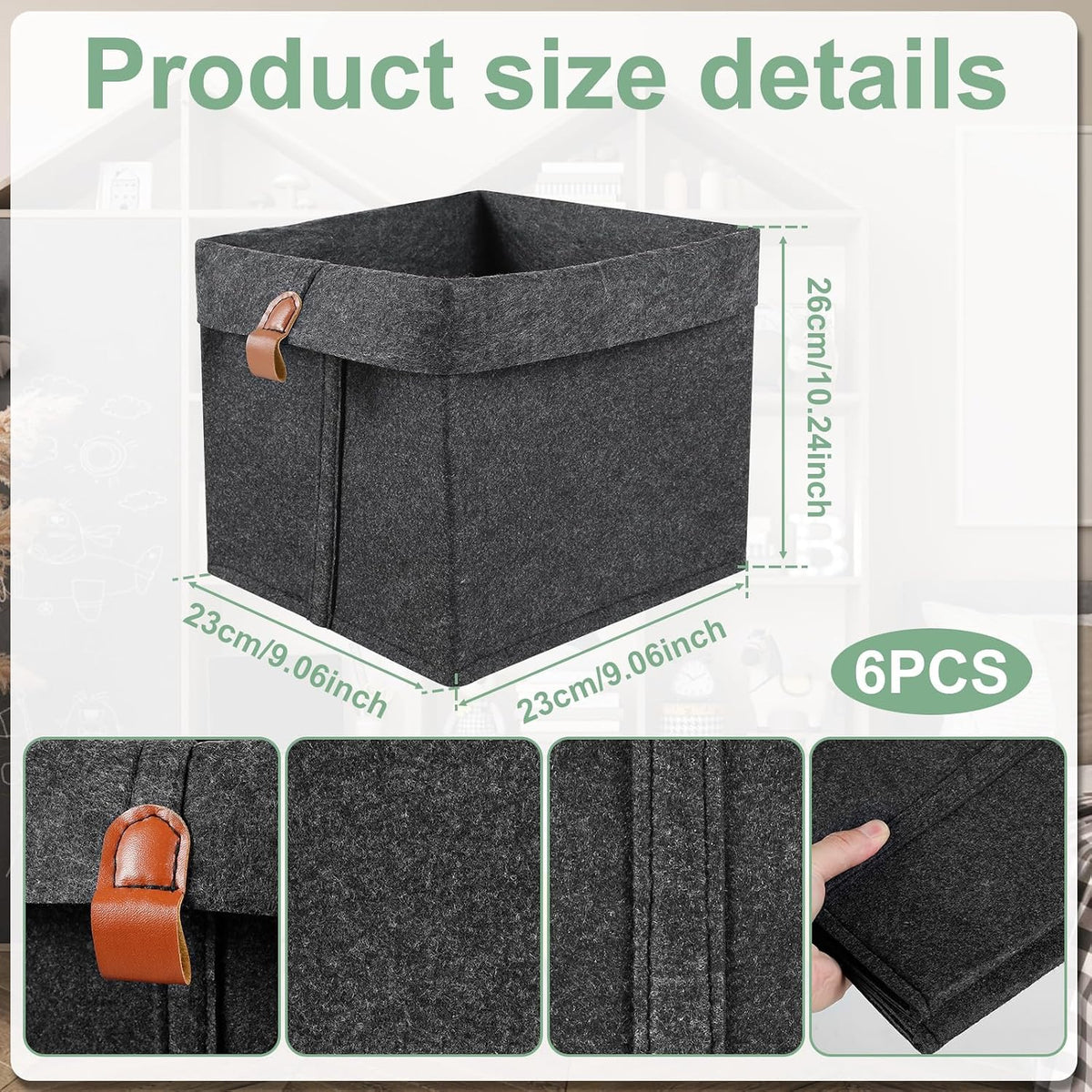6Pcs Storage Cubes Felt Fabric Cube Storage Bin,9x9x10inch Cloth Cube Storage Bins Felt Storage Cubes 12L Foldable Fabric Storage Baskets Cubby Storage Organizer Cubes for Organizing Clothes Toys