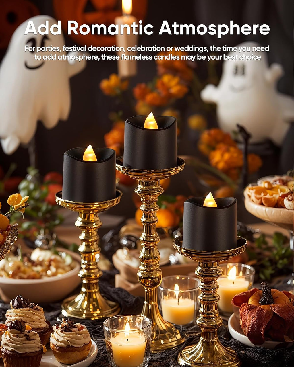 Homemory Black Flameless LED Votive Tealight Candles & Timer Remote, 24Pack
