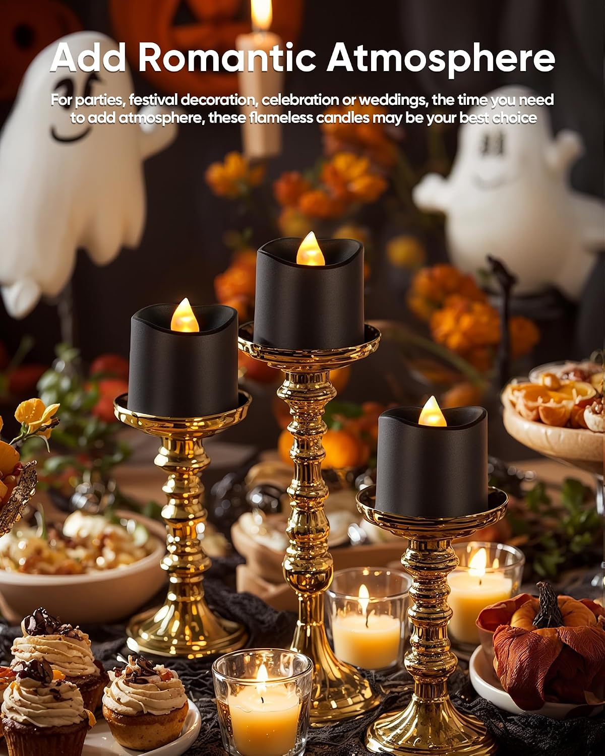 Homemory Black Flameless LED Votive Tealight Candles & Timer Remote, 24Pack
