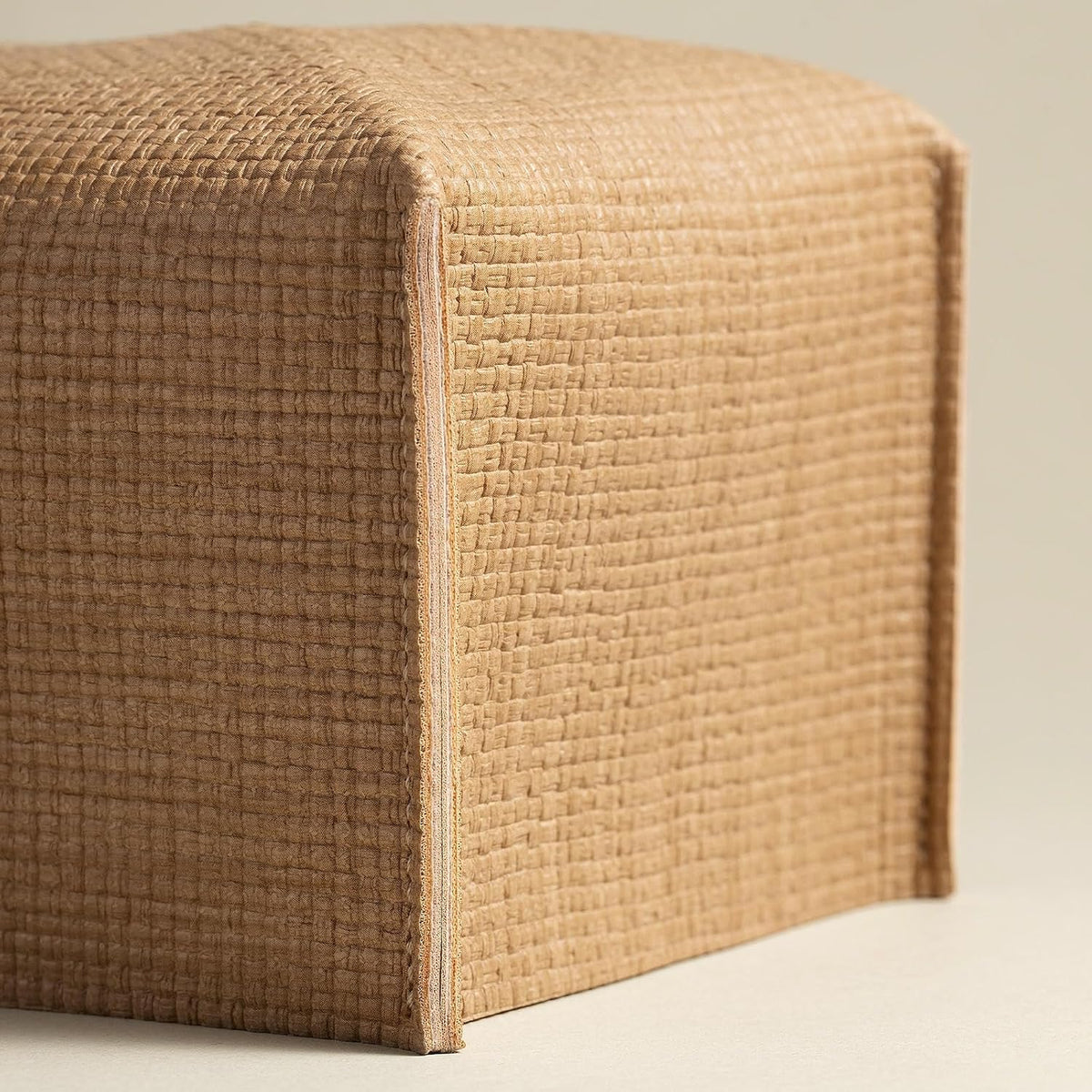OLETHA Rectangle Tissue Box Cover, Raffia Embossing, Wheat, Standard Size