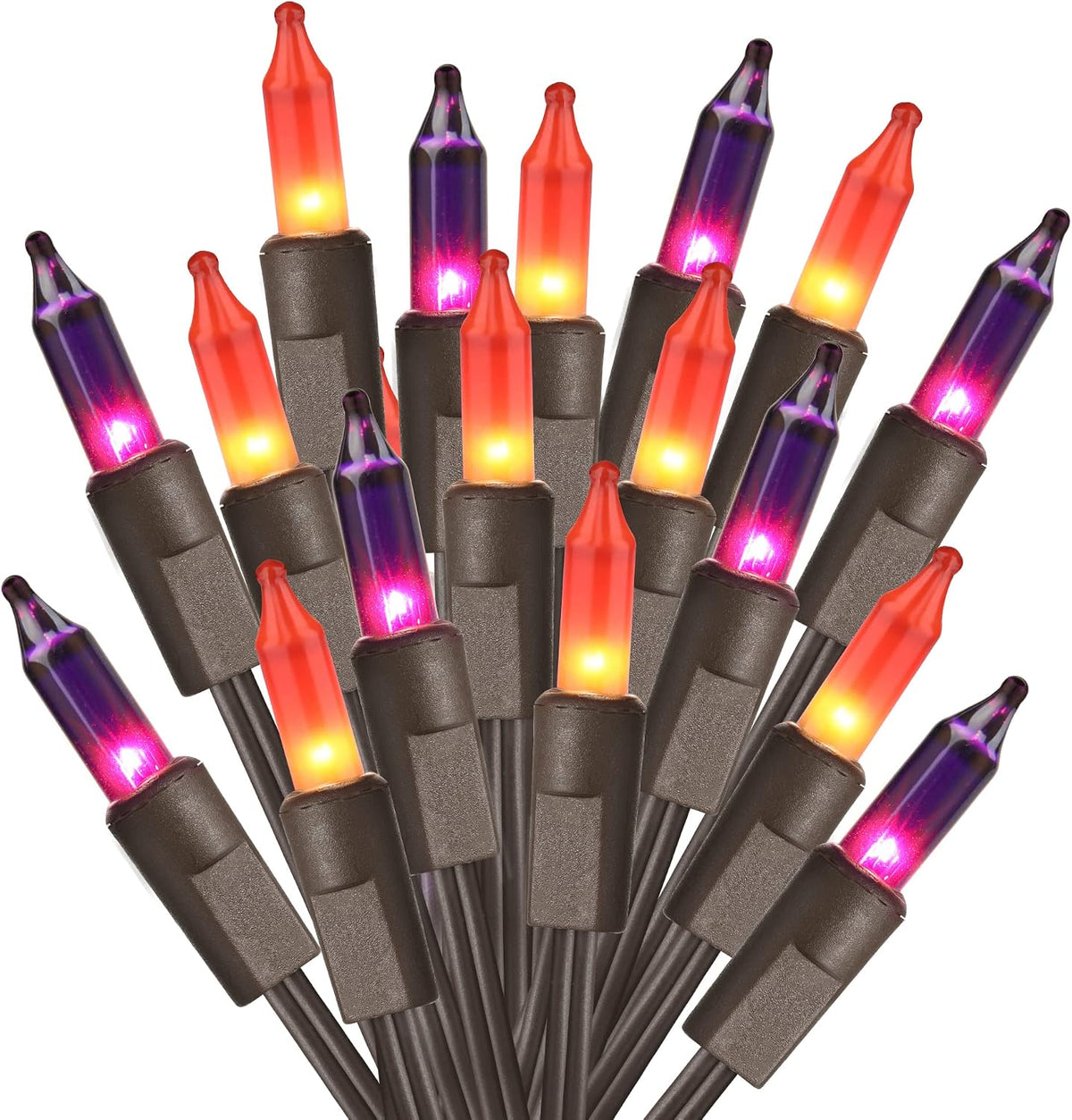 ODEETRONIC Purple Orange Incandescent Halloween Lights, 21.63 ft, 100 Count