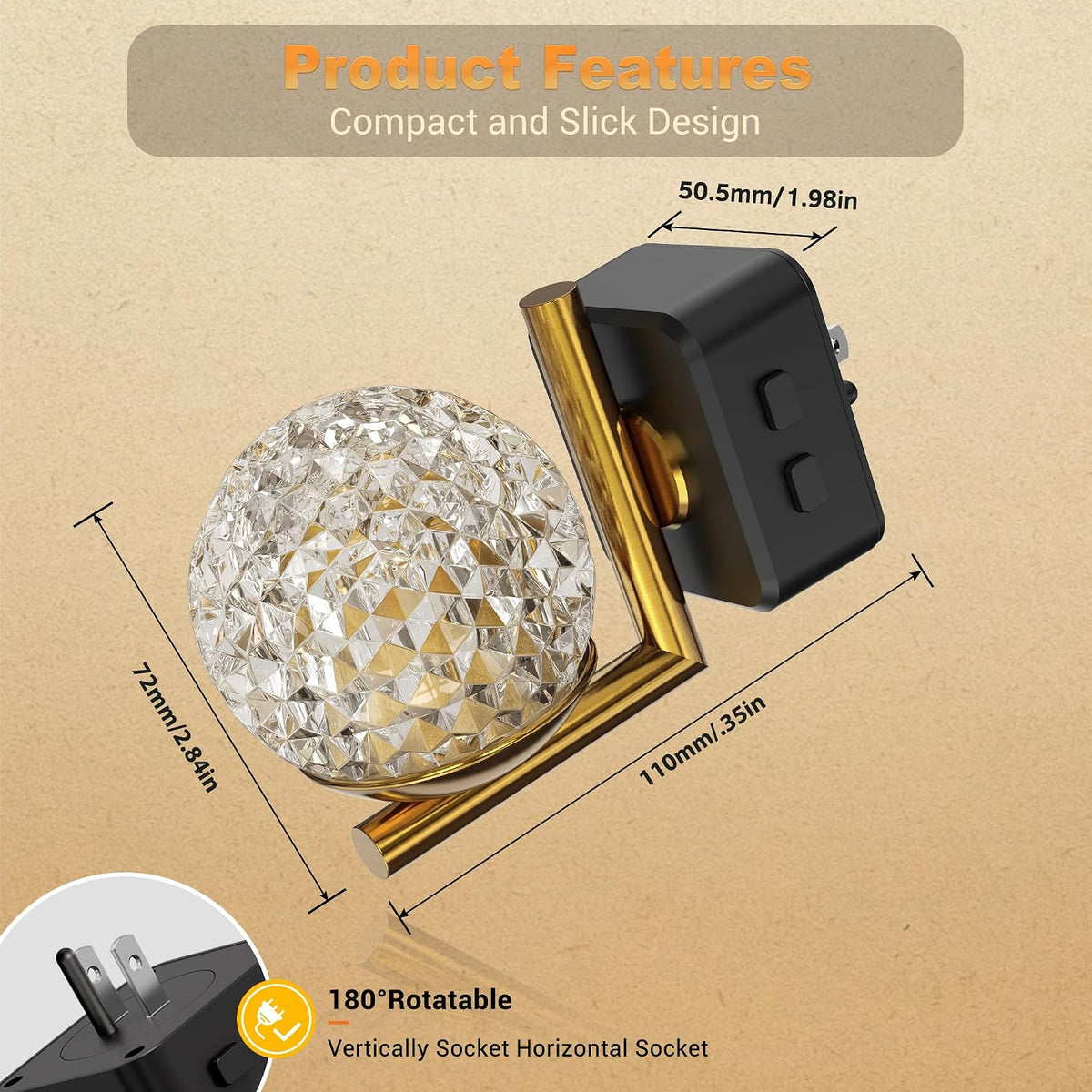 JandCase LED Night Light, 3000K Warm White & RGB Color Changing Night Light