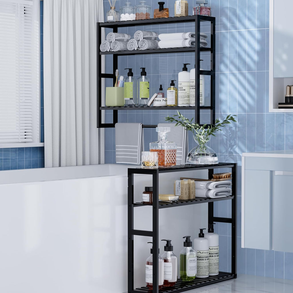 PPN 100% Bamboo Extra Large Towel Rack Bathroom Storage Shelves