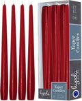 Hyoola Tall Taper Candles - 14 Inch Cherry Red Unscented Dripless Taper Candles - 12 Hour Burn Time - 12 Pack
