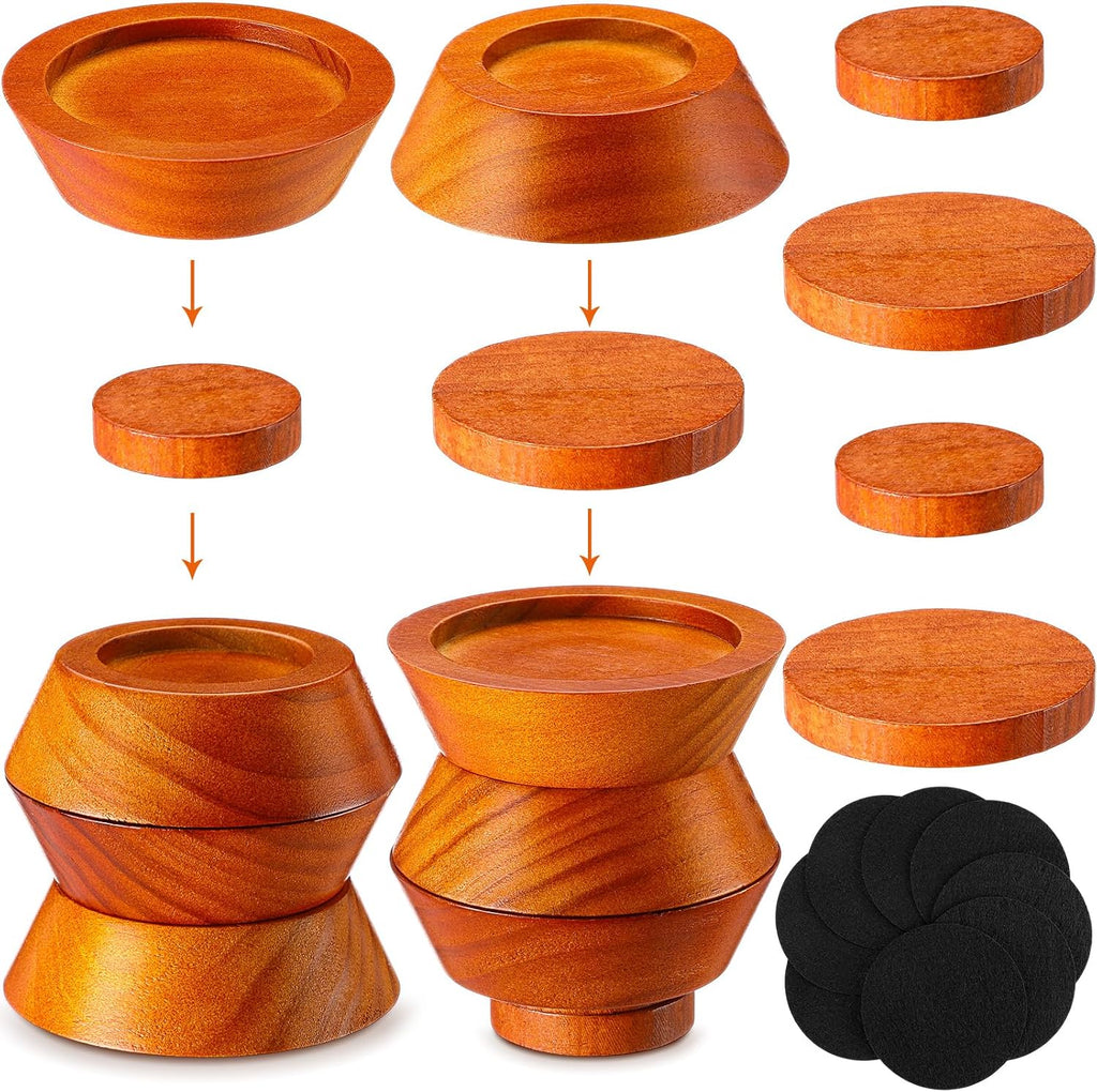 Novabright Set of 8 Solid Wood Furniture Risers Bed Risers Heavy Duty Round Furniture Height Extenders Lifts with Non-Slip Recessed Hole for Bed, Sofa, Chair, Table (1" Hight,Light Brown Color)