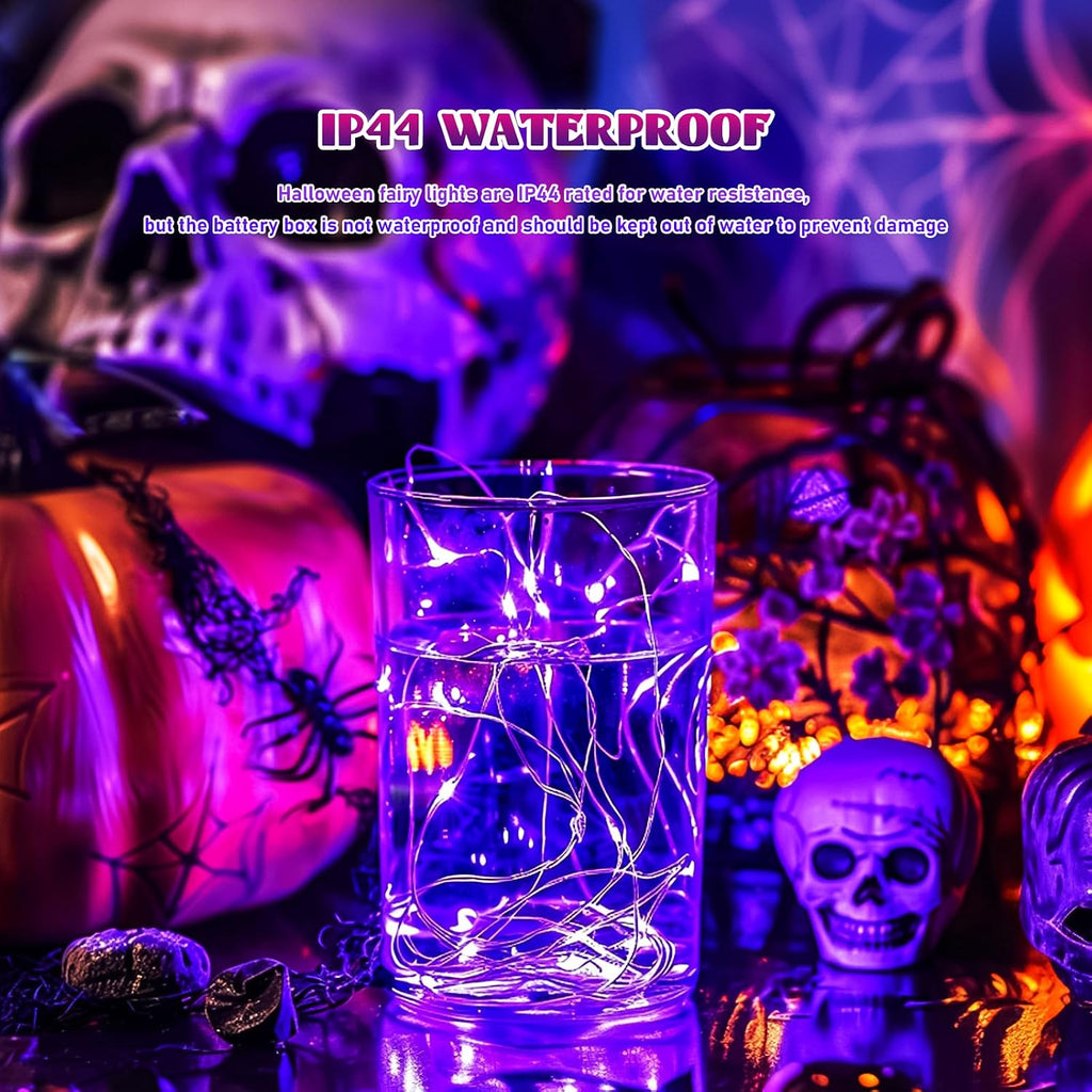 JMEXSUSS 50 LED Purple Halloween Lights, Battery Operated Fairy Lights