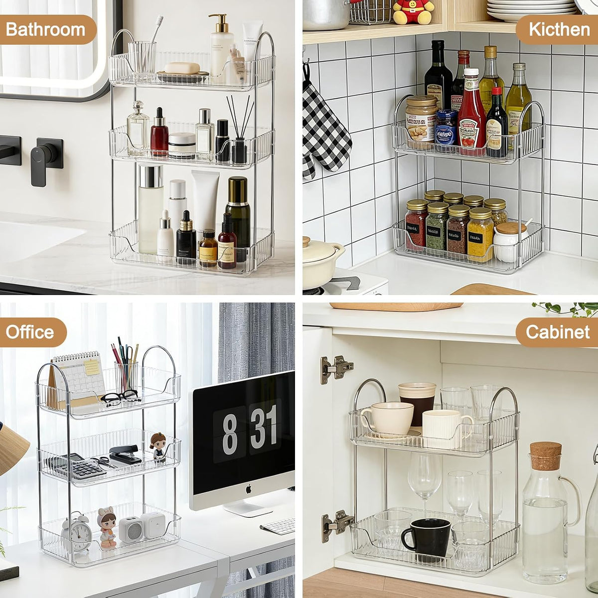 Goderewild 2-Tier Bathroom Counter Organizer, Clear Makeup Organizer