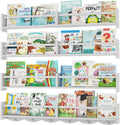 34Inch Nursery Bookshelves,Set of 4,Wall Floating Shelf Kids Coat Rack with 6Hooks,Hanging Book Shelf for Baby Nursery Room Décor ，Patent Number: 29958098(White, 34)