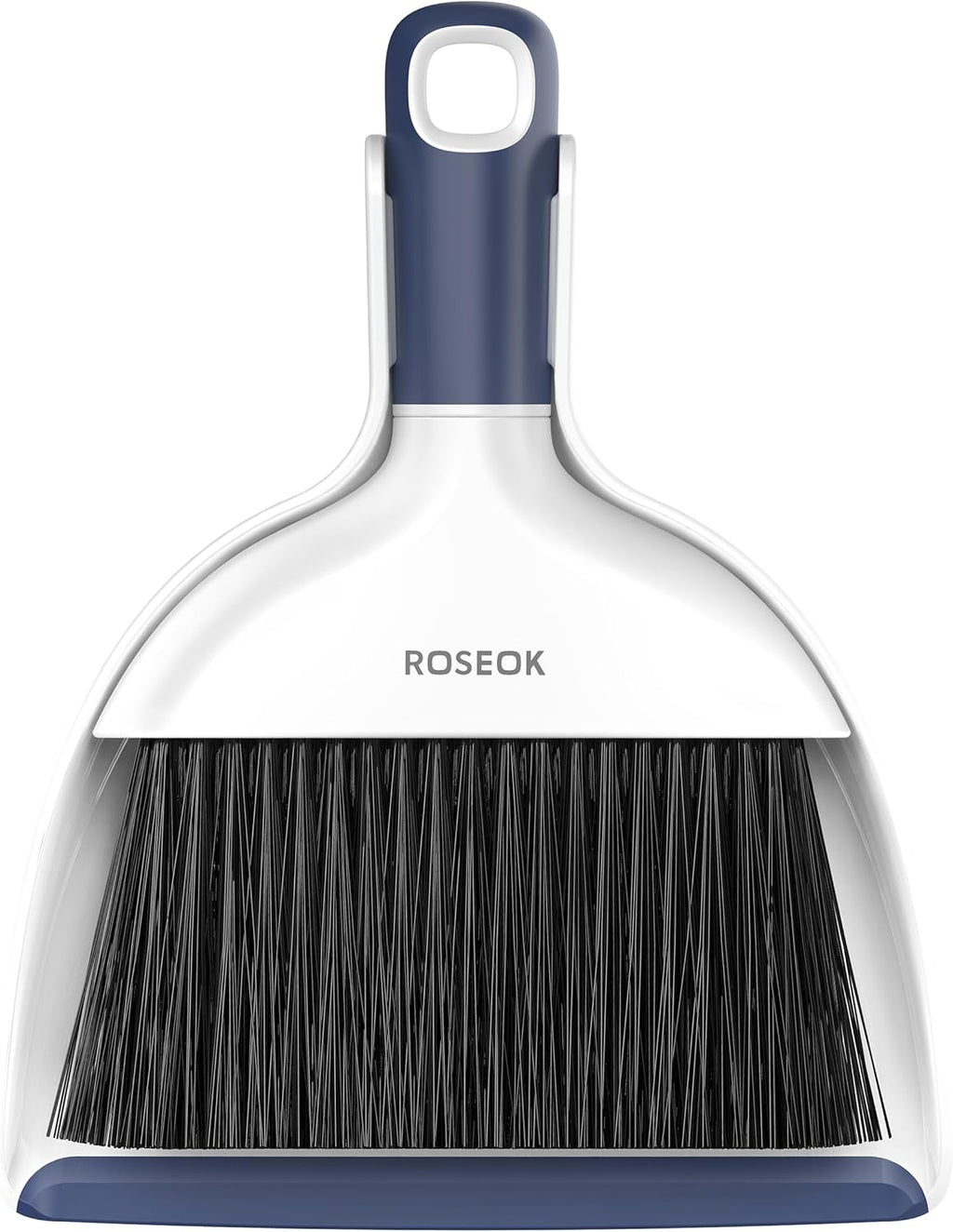 ROSEOK Mini Dustpan and Brush Set, Small Broom and Dust Pan, Navy Blue