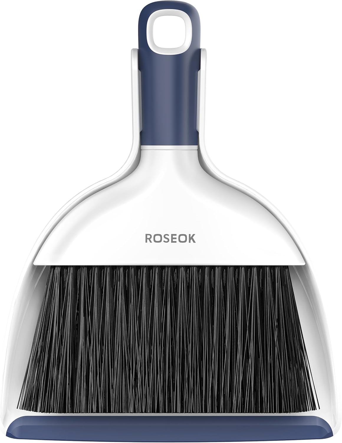 ROSEOK Mini Dustpan and Brush Set, Small Broom and Dust Pan, Navy Blue