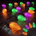 26FT C9 Halloween String Lights, 50 LED Orange Green Purple Diamond Lights
