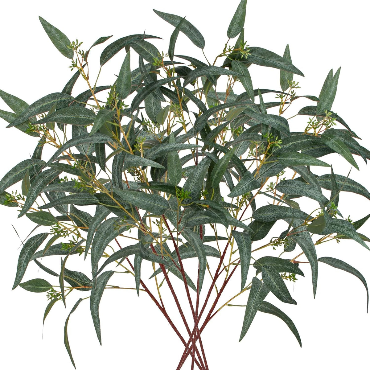 Faux Eucalyptus Stems Willow Eucalyptus Leaves 34” Long Fake Salix Leaves Artificial Greenery Stems for DIY Bouquet Arrangements Centerpieces Shower Decorations-Artificial Eucalyptus Stems-6pcs