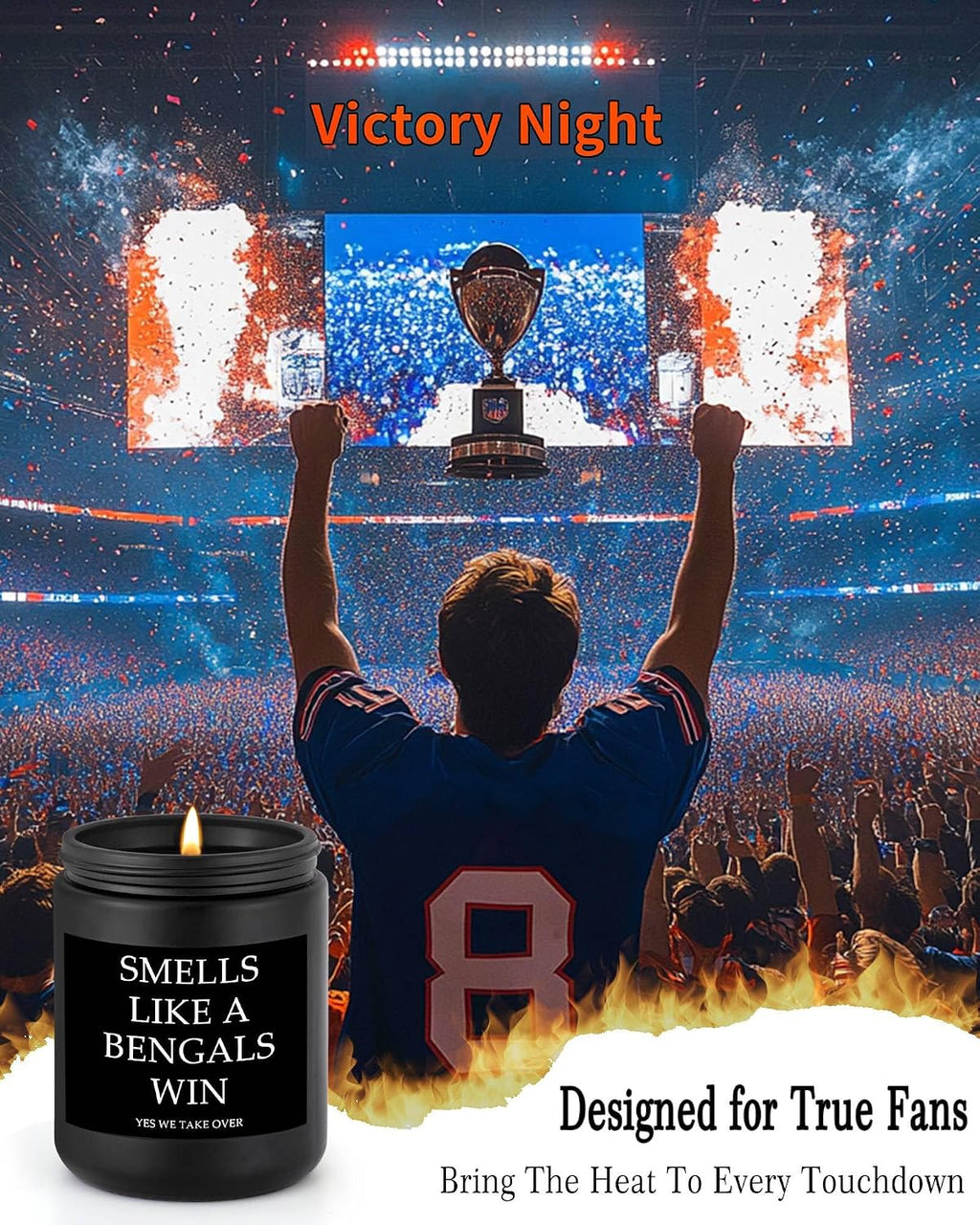 Smells Like Cincinnati Win Scented Candle Football Themed Merch Fan Shop Men Women Sport Stuff Gear Decor Bengals Team Accessories Hustband Father Day Dad Happy Birthday Funny Funny Cool Ideal Gift