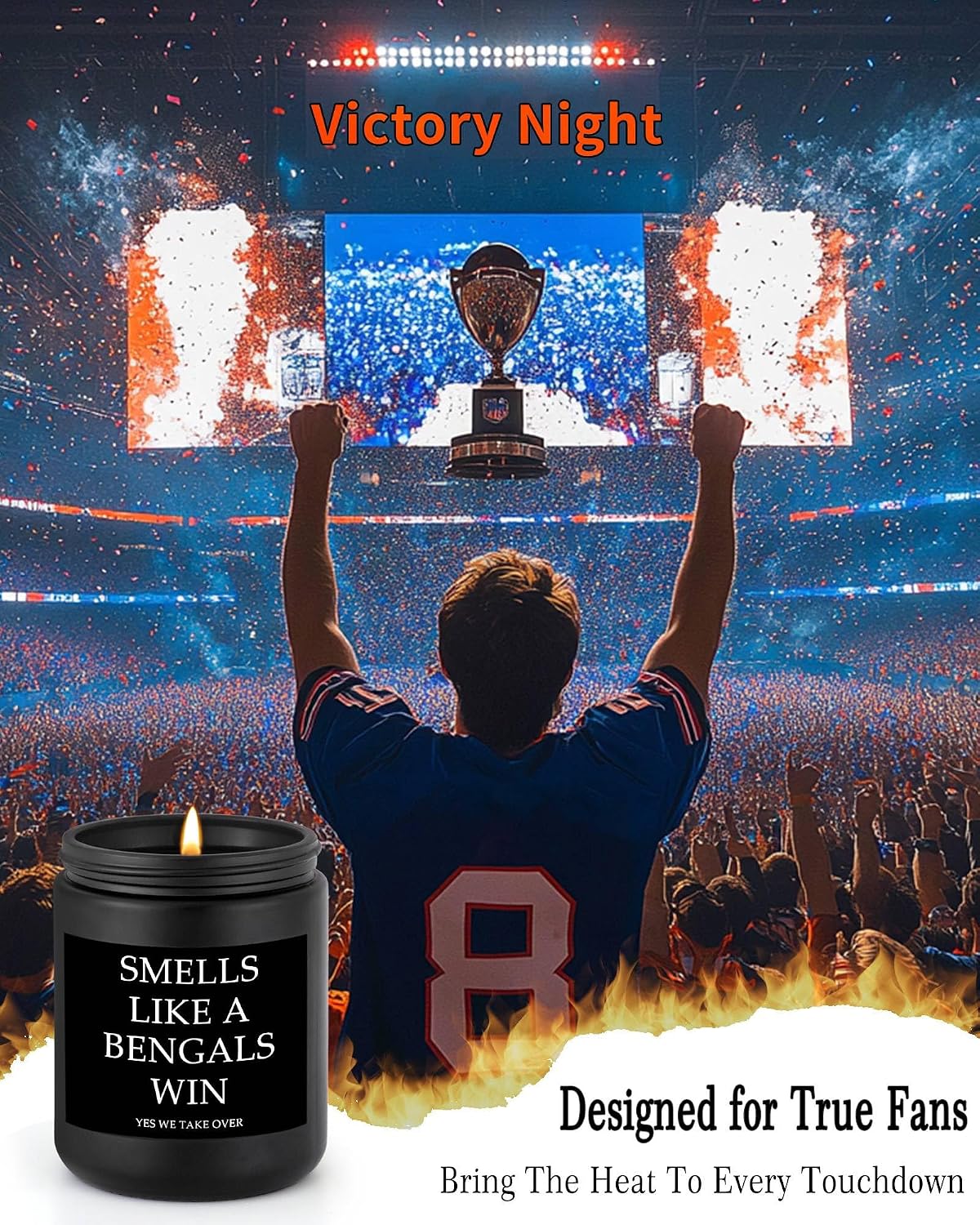 Smells Like Cincinnati Win Scented Candle Football Themed Merch Fan Shop Men Women Sport Stuff Gear Decor Bengals Team Accessories Hustband Father Day Dad Happy Birthday Funny Funny Cool Ideal Gift