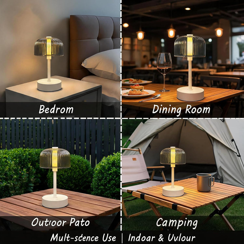 Smoke Gray LED Desk Lamp, Touch Dimming Rechargeable