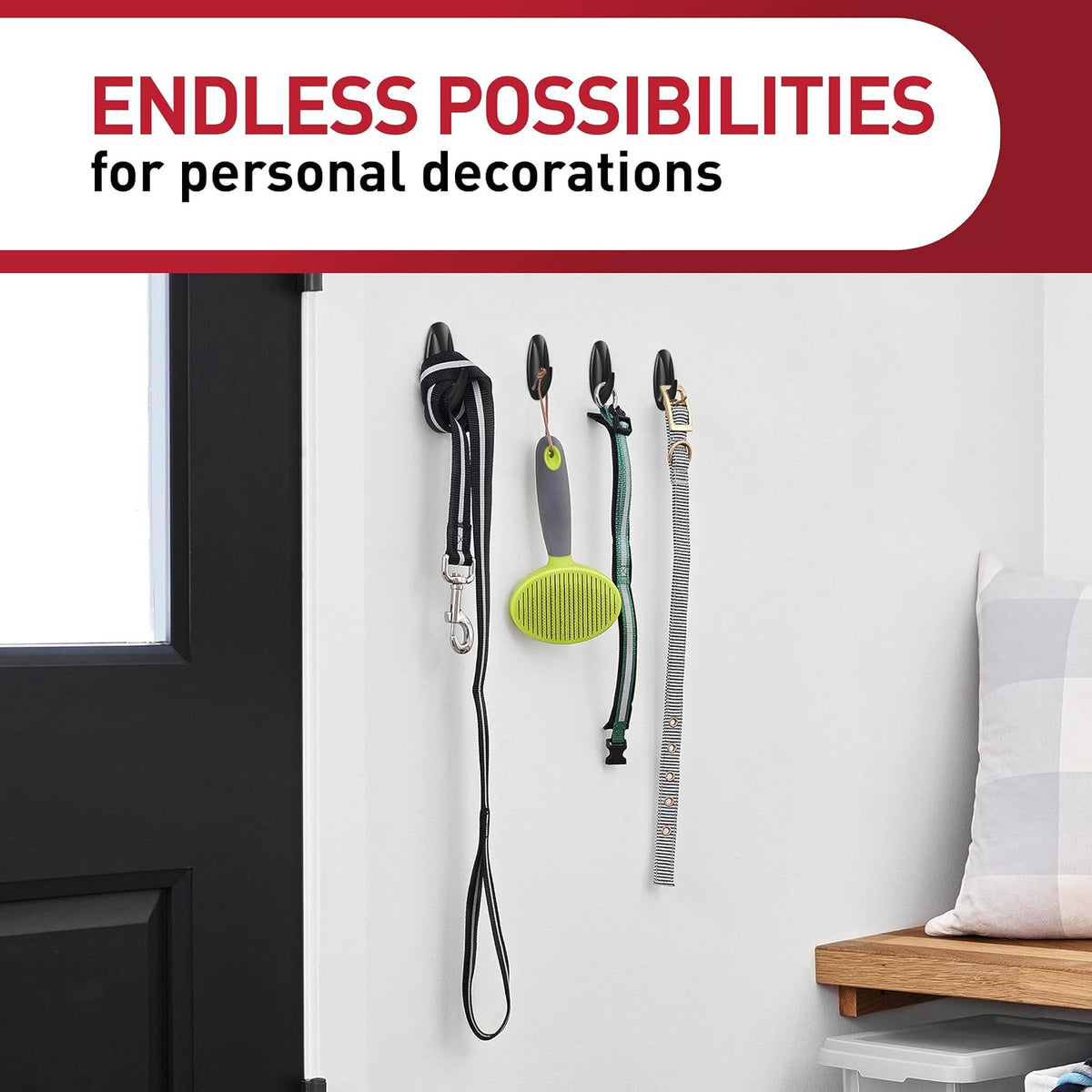 Command Medium Black Designer Hooks, 9 Hooks, 12 Strips