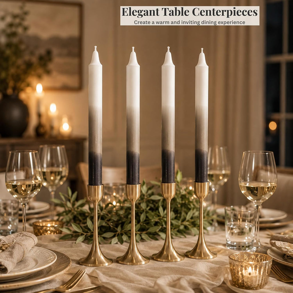Premium Three-Tone Grey Taper Candles – 4-Pack Elegant Dripless & Smokeless Candle Sticks for All Seasons – Perfect for Autumn & Christmas Décor, Dinners, and Thoughtful Gifts