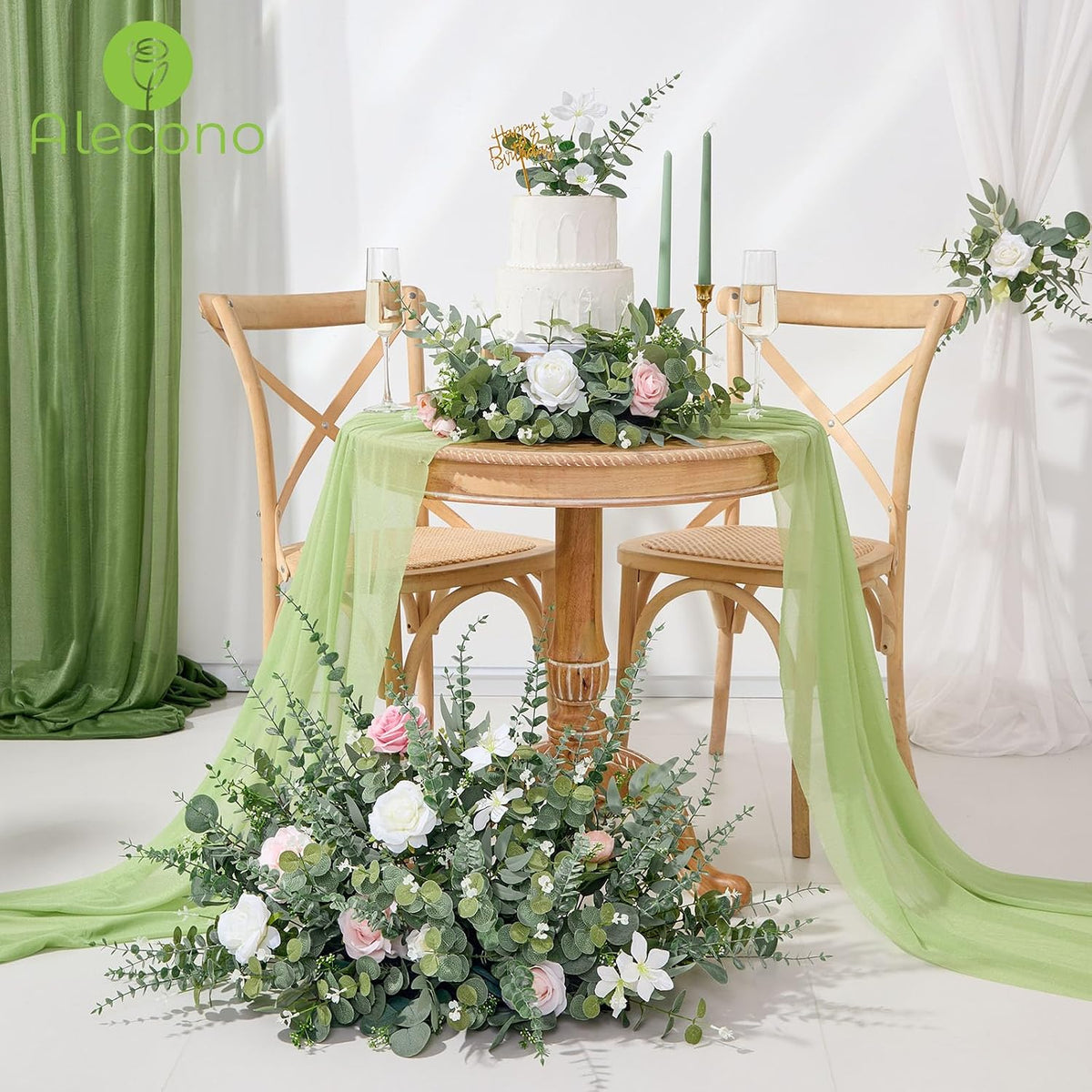 Alecono 100pcs Mixed Eucalyptus Leaves Stems Bulk, 4 Kinds Artificial Greenery Stems Faux Sliver Dollar Fake Greenery for Centerpieces Wedding DIY Bouquets Floral Arrangement Party Decor
