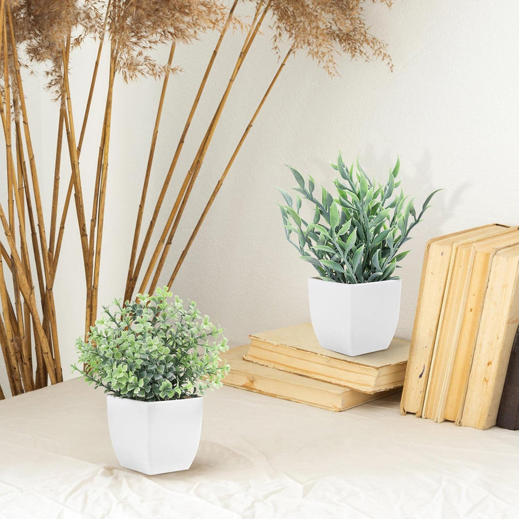 Der Rose 2 Pack Faux Plants Indoor Mini Plants for Desk Decor