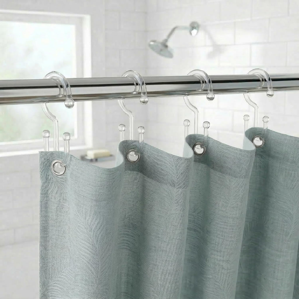 Bathway Clear Plastic Shower Curtain Hooks, 24 Double Shower Curtain Rings