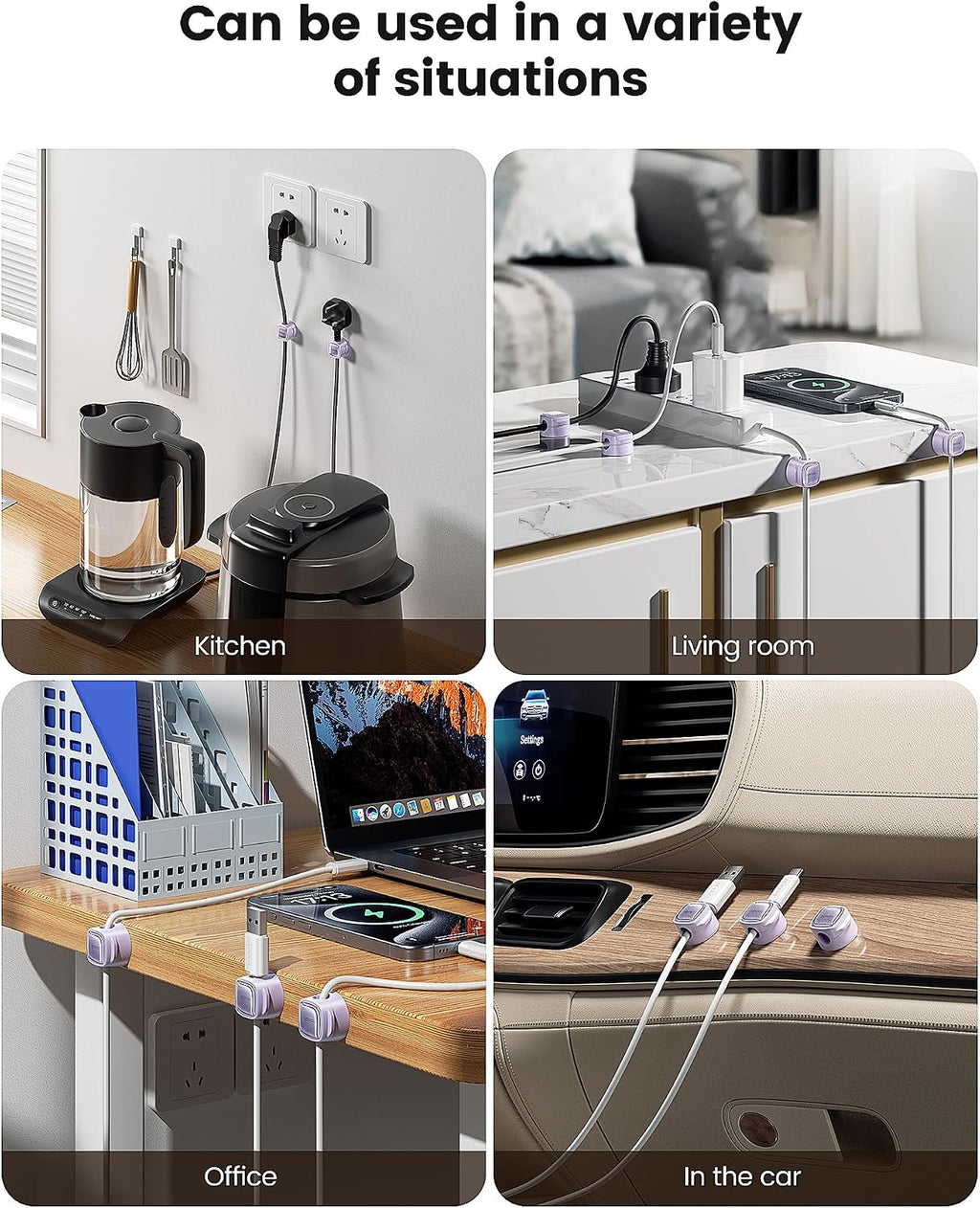 Toocki 6 Pack Magnetic Cable Clips, Purple