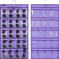 Dual Sided Hanging Sunglasses Organizer Storage Wall Mounted Eyeglasses Holder Eyewear Display Case with 40 Clear Slots (40 Pockets-Purple)