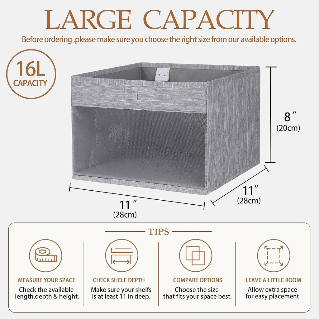 WUIKE Clear Window Storage for Dorm, Light Gray, Medium, 3-Pack
