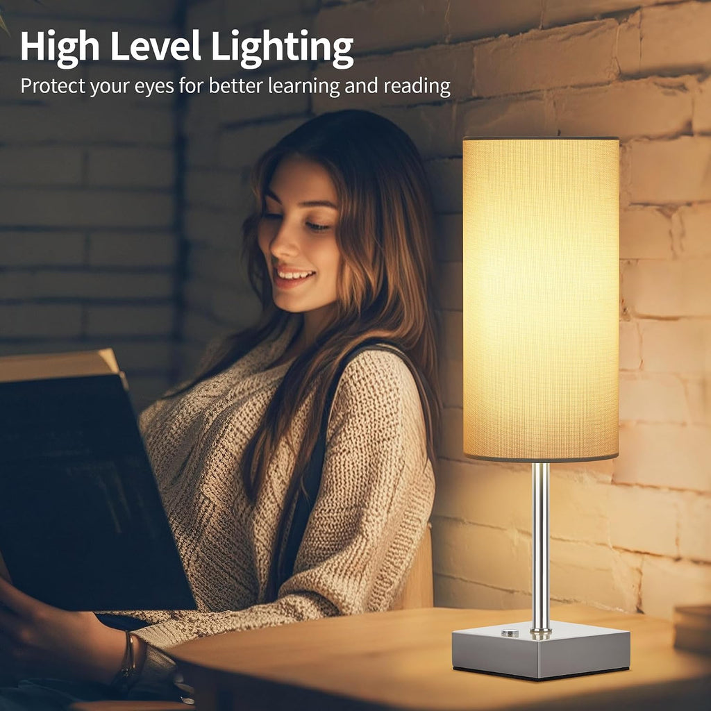 AVV Cordless Table Lamp with Dimmable, Rechargeable 3 Modes Battery Powered Bedside Lamp, Battery Operated Lamps for Night Stand, Touch Lamp for Bedroom, Living Room, 15 Inch White 2PK