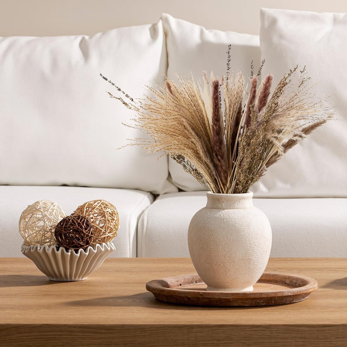 Ceramic Flower Vase, Flower Vase Rustic Farmhouse Decorative Vase Floral Pottery Vases for Home Decor Table Living Room Entryway Mantel Bookshelf Bedroom Bathroom Kitchen - 7.4" W
