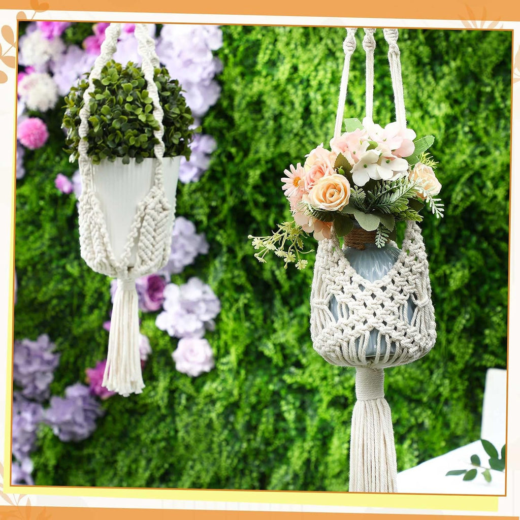 4 Pack Macrame Plant Hanger, Boho Hanging Planter for 8" Pot