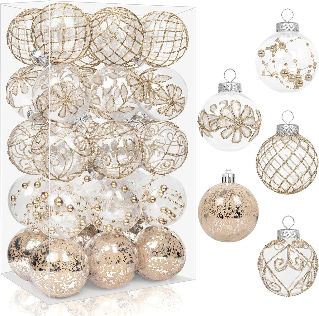 30 PCS Christmas Ball Ornaments 2.36" Rustic Farmhouse Christmas Ornaments