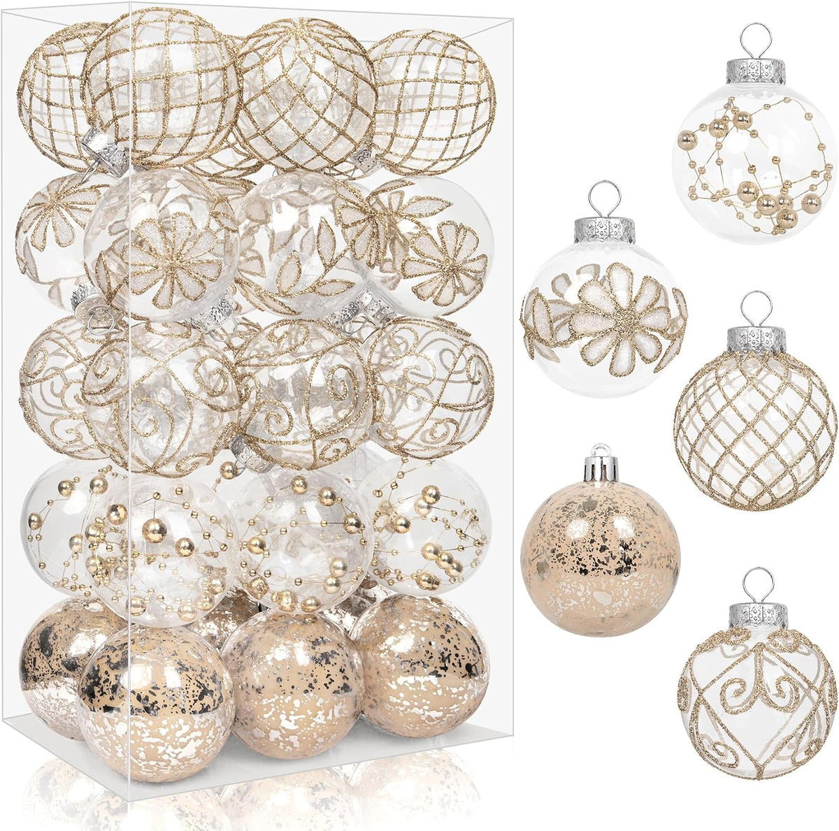 30 PCS Christmas Ball Ornaments 2.36" Rustic Farmhouse Christmas Ornaments