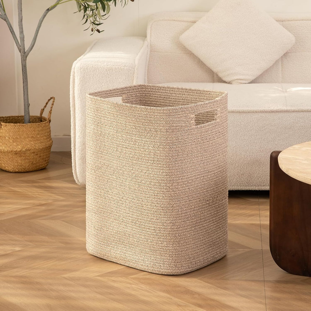 OIAHOMY Laundry Hamper Laundry Basket Cotton Rope Storage Baskets Brown