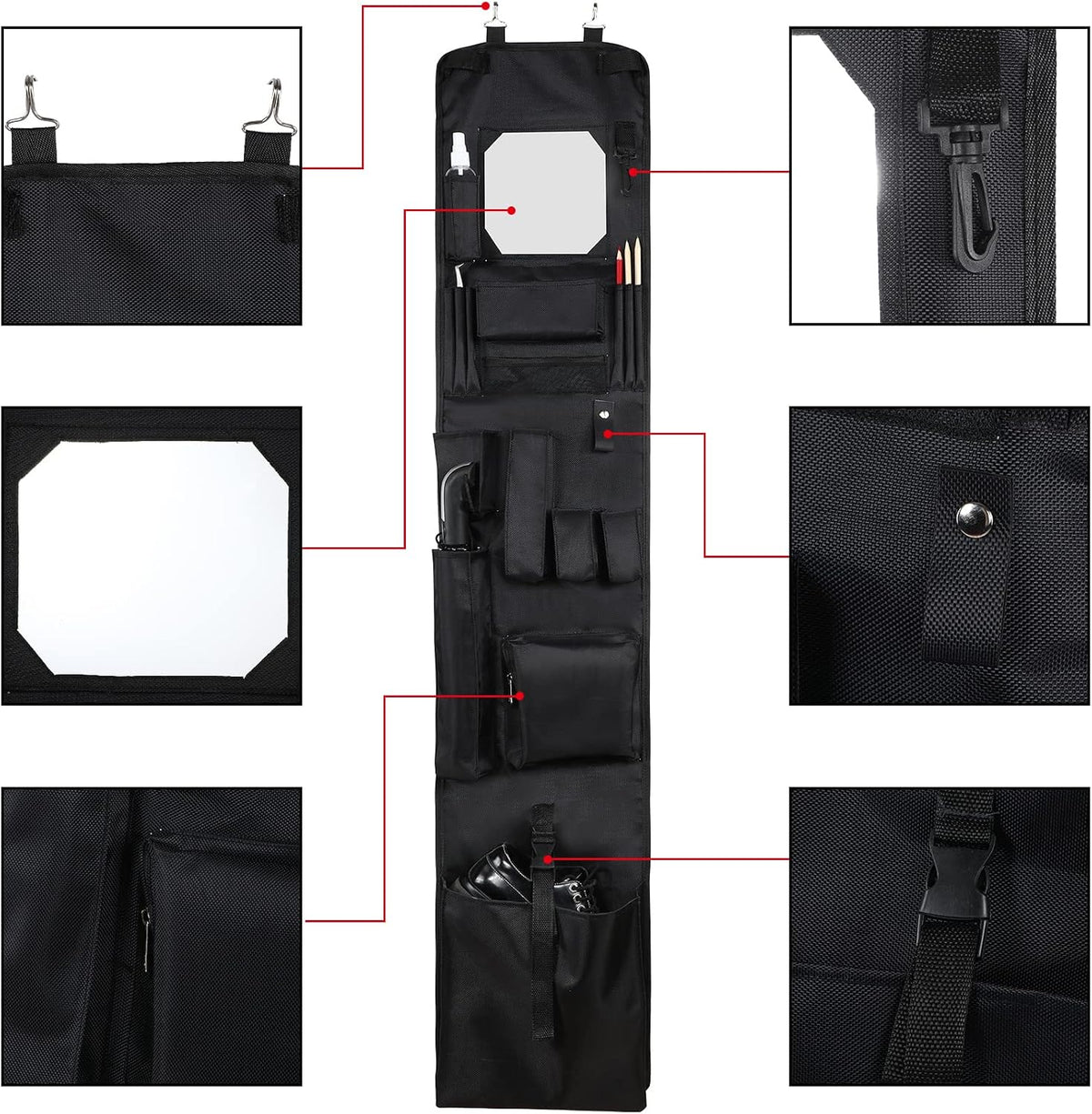 Woanger Locker Organizer Police Locker Hanging Organizer Mirror,Black,1 Pcs
