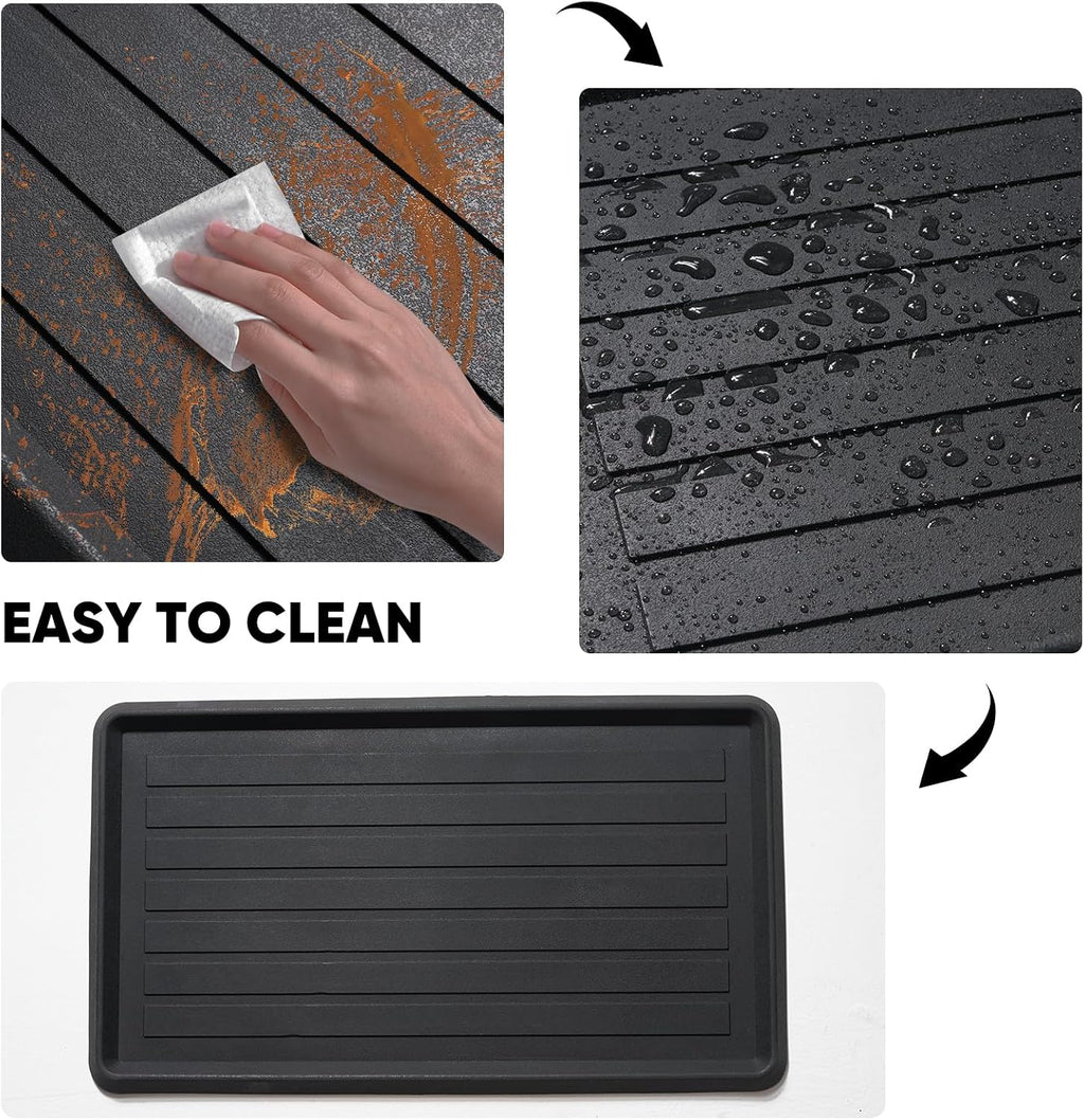 HIYARD Rubber Boot Tray for Entryway, Multipurpose Boot Mat, Shoe Tray, Shoe Mat for Indoor and Outdoor, 16x47, Black