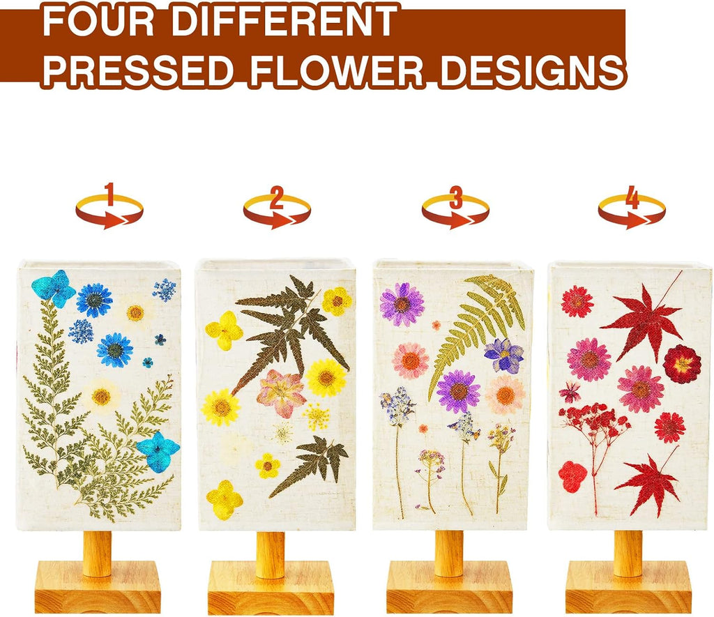 Hortsun Pressed Flower Vintage Table Lamp,Rectangle