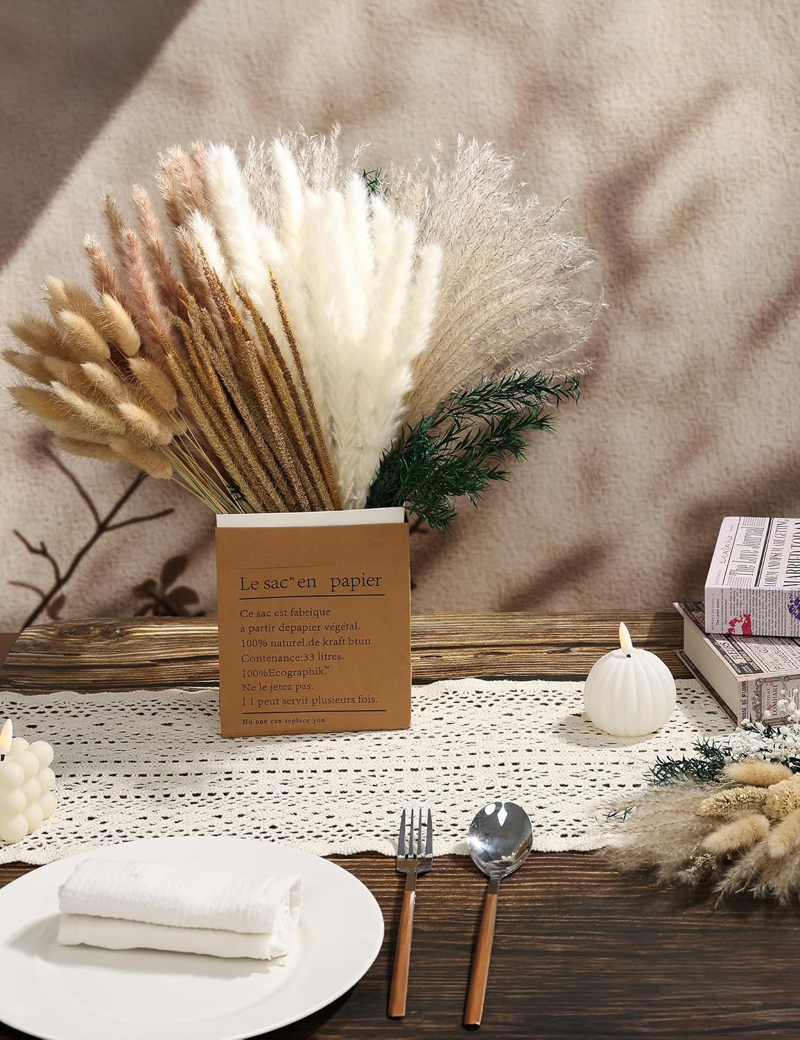 100Ps Dried Flowers Bouquet, Pampas, Rustic Home Decor, Wedding Centerpieces. (100)