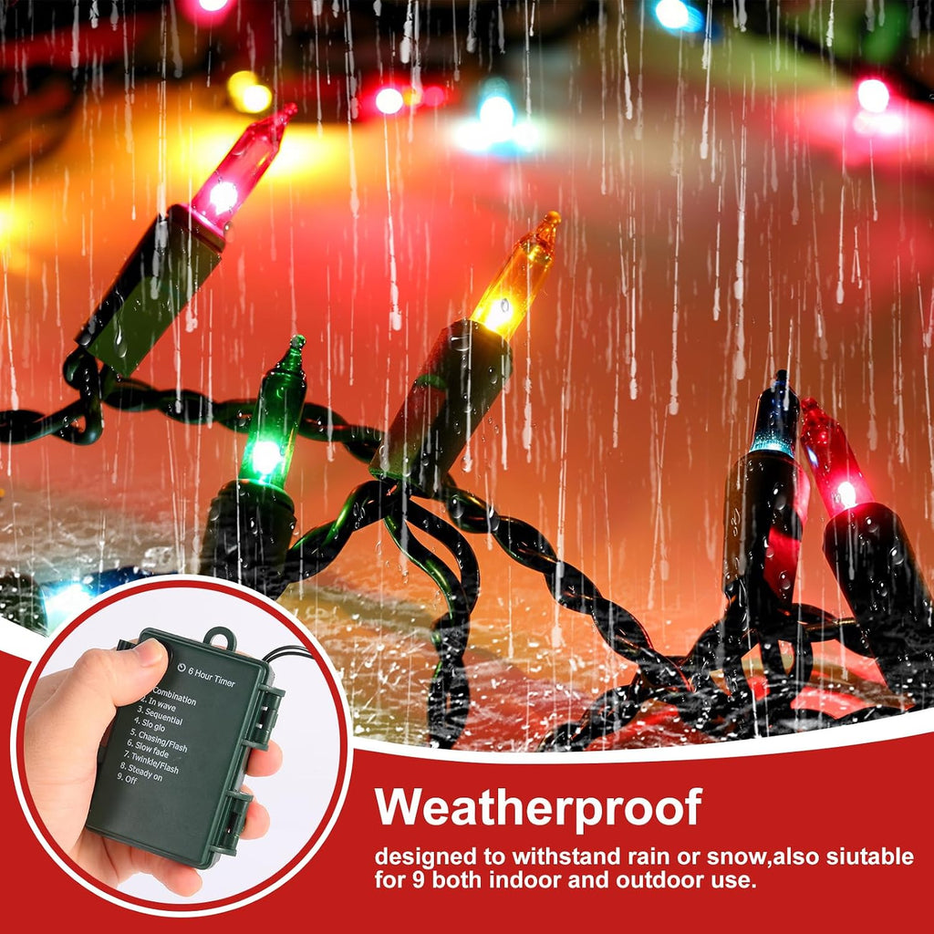 2 Pack Battery Operated Christmas Lights, Total 100LED 32FT Christmas Lights Outdoor, Waterproof Mini String Lights with 8 Modes, Decorations for Indoor Patio Garden Party Decor (Warm White)