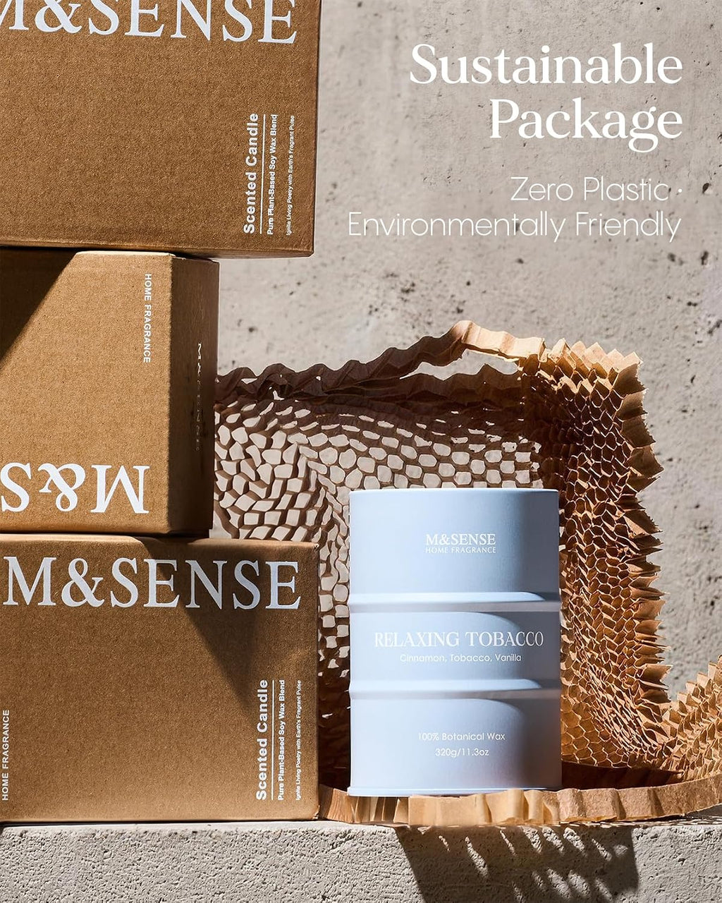 M&SENSE Tobacco Vanilla Scented Soy Candles, 11.3oz