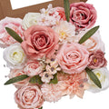 Serwalin Artificial Flowers Spring Pink Silk Roses Flower for Wedding Decor