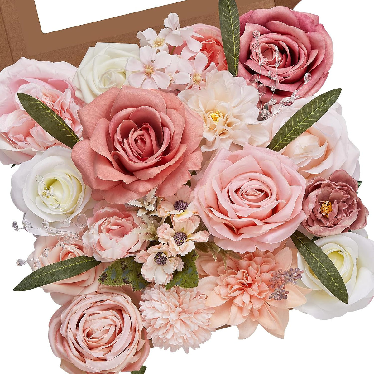 Serwalin Artificial Flowers Spring Pink Silk Roses Flower for Wedding Decor